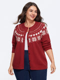 Fair Isle Snowflake Button Front Cardigan