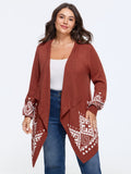 Geometric Pattern Open Front Cardigan