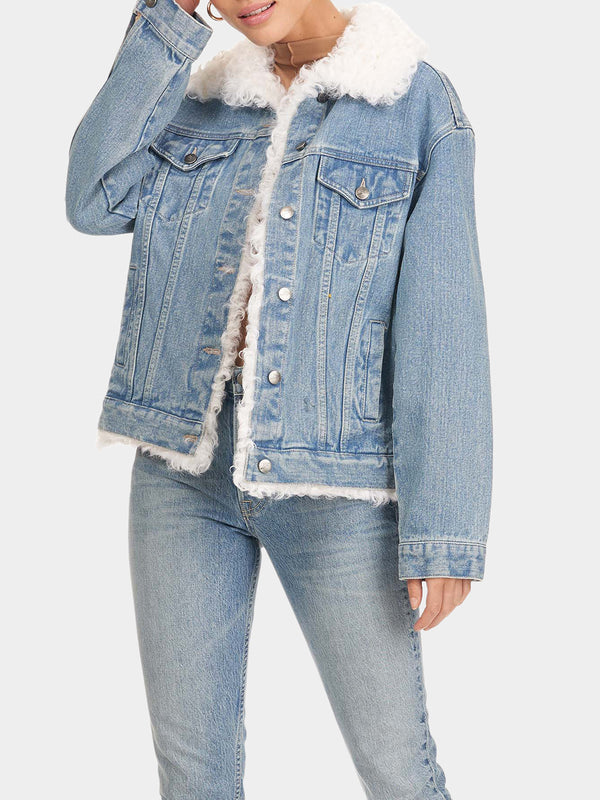 Sherpa Trucker Jacket Women, Blue