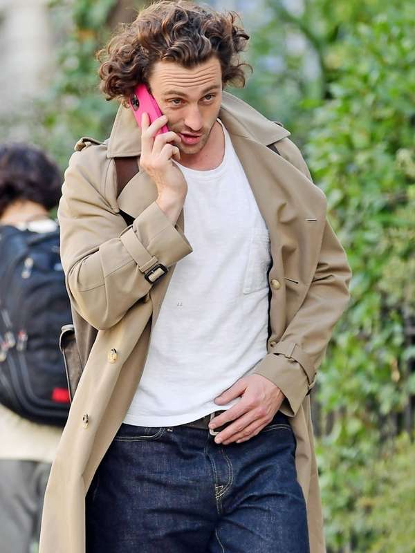 Aaron Taylor-Johnson Beige Trench Coat