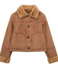 Jennifer Freeman Tv Series  Baked With Love Holiday Peyton Brown Suede Shearling Jacket For Womens