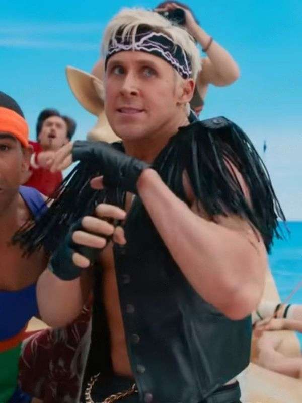 Barbie Ryan Gosling Black Fringe Vest