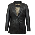 Fitted Leather Blazer Women Black
