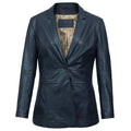Stylish Fitted Leather Blazer Women Blue