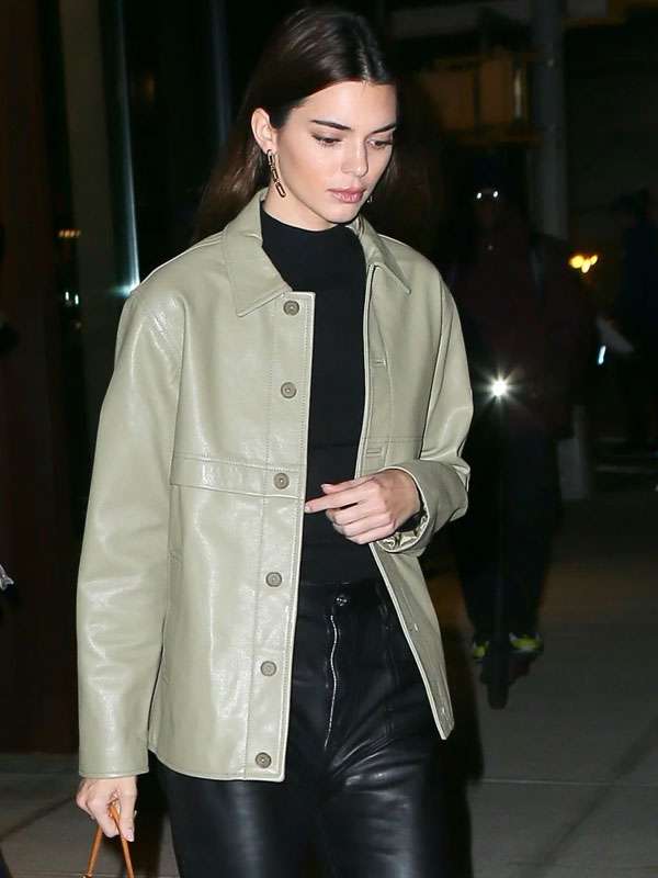 Kendall Jenner Green Leather Jacket