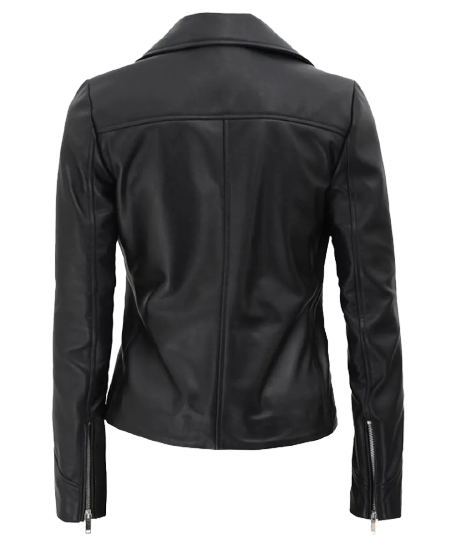 Kinzie Stylish Leather Biker Jacket Women, Black