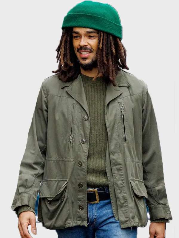 Kingsley Ben-Adir Bob Marley One Love Green Jacket