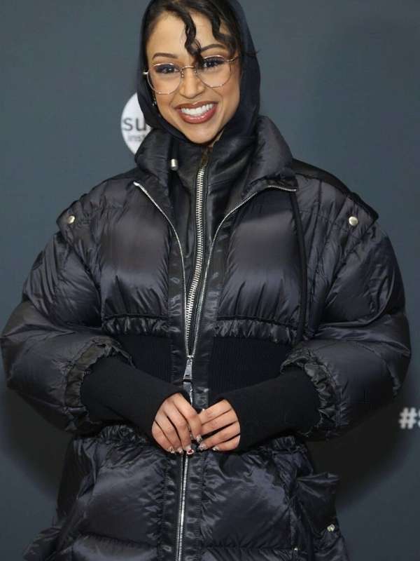Liza Koshy Cat Person 2023 Black Puffer Coat