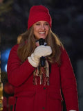Jill Wagner Christmas Under the Northern Lights Red Puffer Jacket