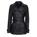 Stylish Belted Black Leather Jacket Women