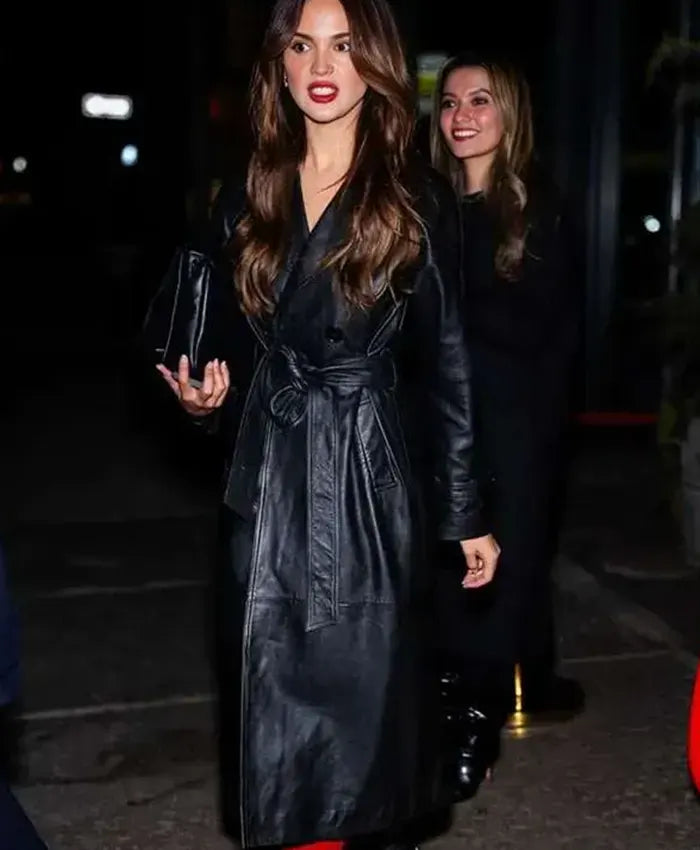 Eiza Gonzalez 2024 Black Real Leather Coat For Womens