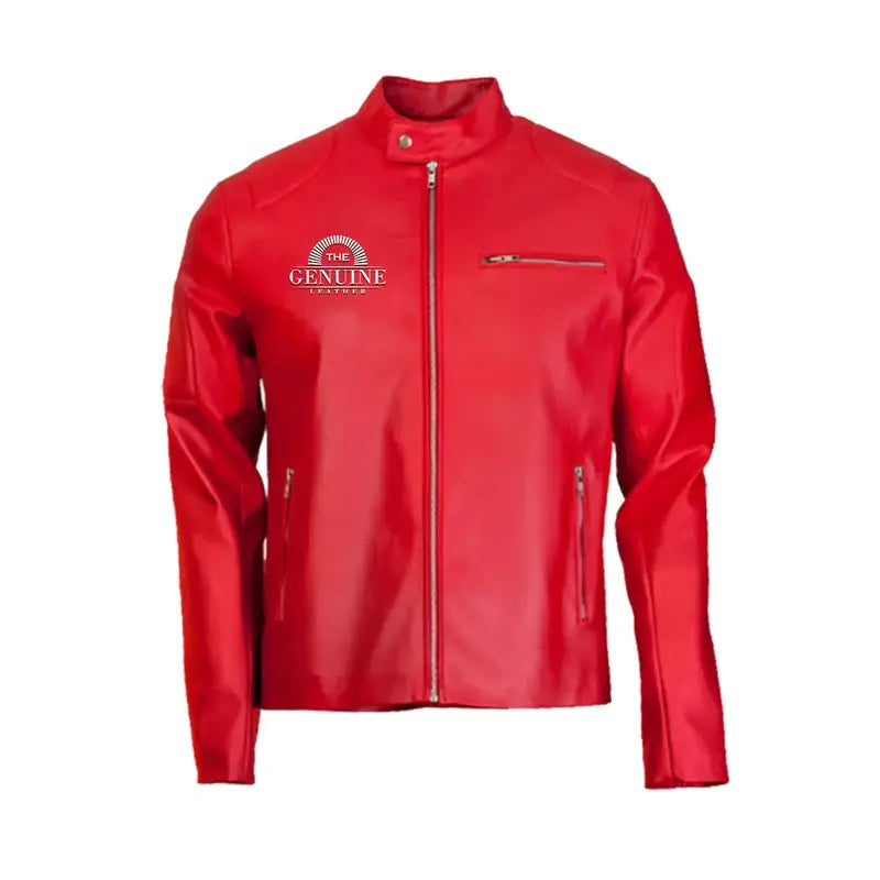 Men’s Elegant Biker Leather Red Jacket