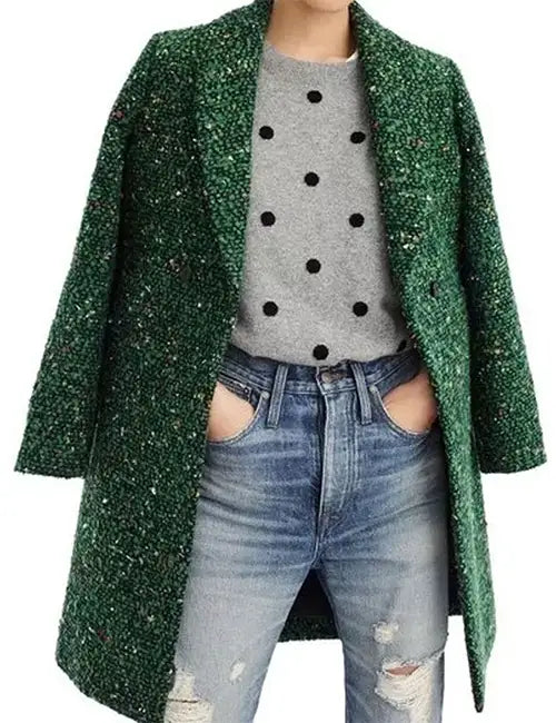 Elizabeth Asher Chicago Med S10 Green Speckled Coat