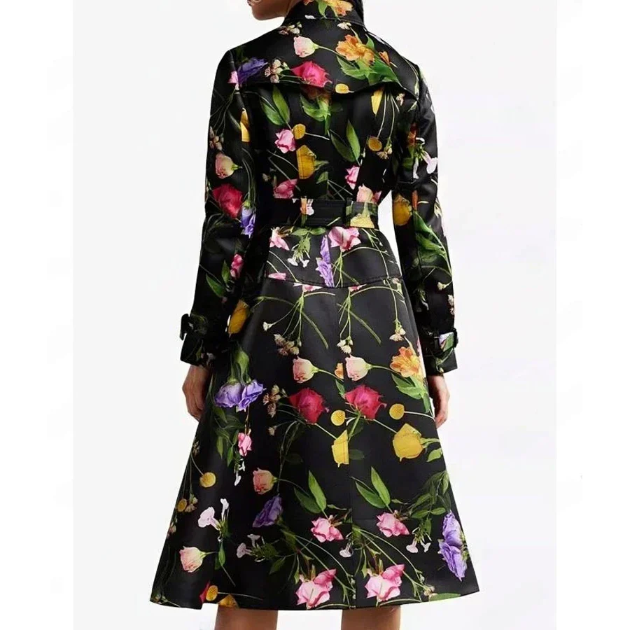 Carrie Preston Elsbeth S01 Black Floral Trench Coat