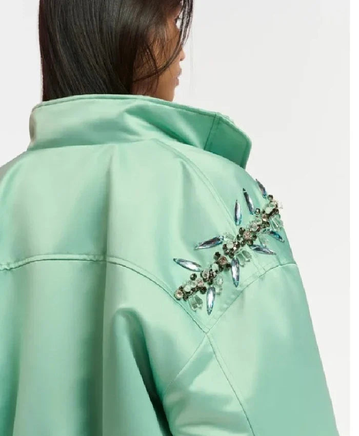 Buy Ashley Park Emily In Paris S04 Green Satin Jacket For Women