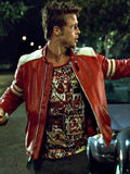 Fight Club Mayhem Tyler Durden Red Leather Jacket