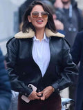 Eiza González Fountain of Youth 2025 Black Leather Jacket