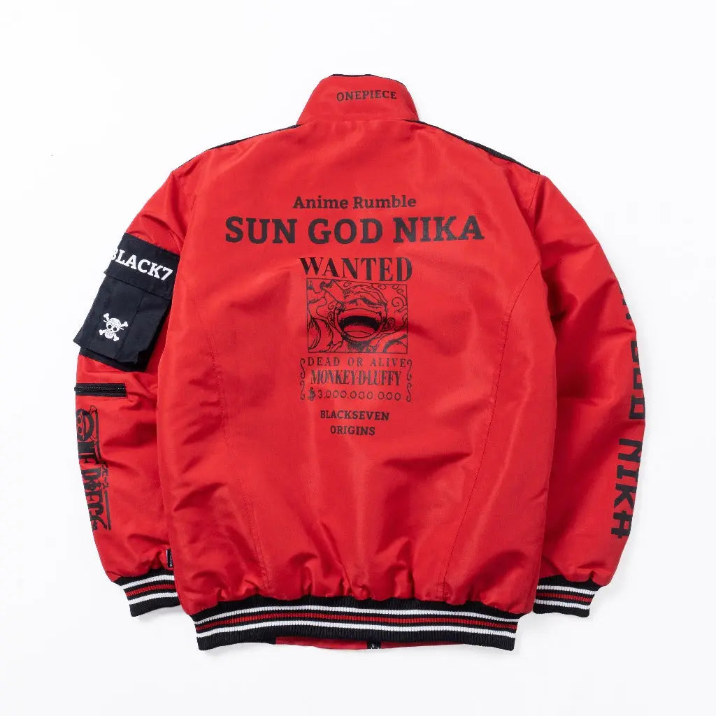 One Piece Gear 5 Cyberpunk Black White Bomber Jacket