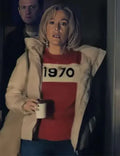Gillian Anderson Scoop Beige Puffer Jacket