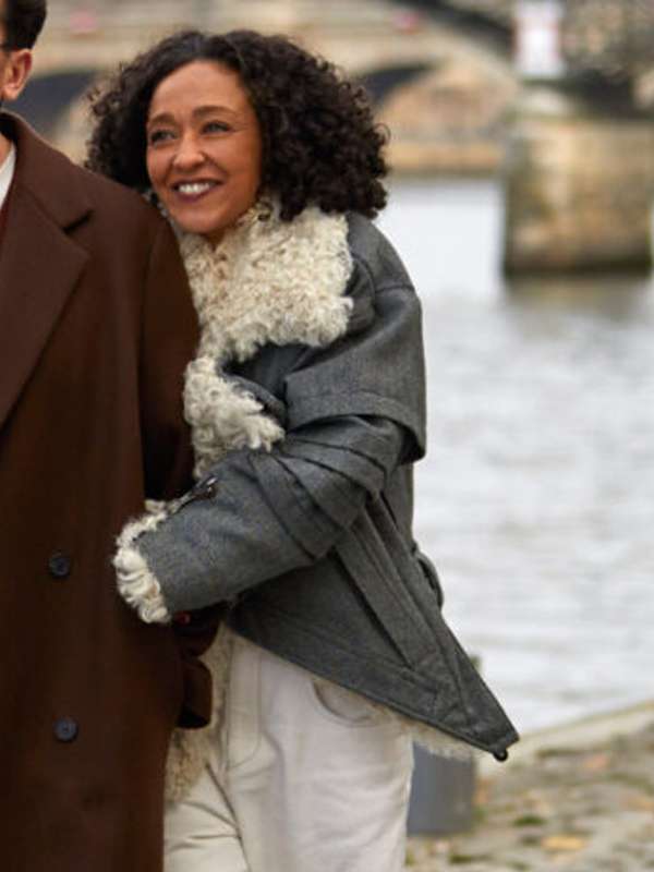 Ruth Negga Good Grief 2023 Black Shearling Jacket