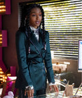 Grown-ish S04 Zoey Johnson Satin Green Blazer