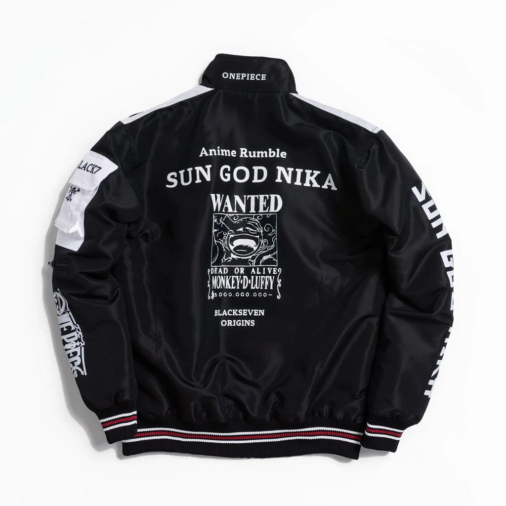 One Piece Gear 5 Cyberpunk Black White Bomber Jacket