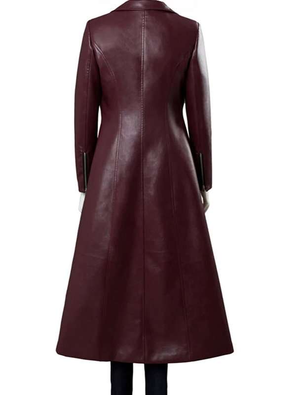 Dark Phoenix Sophie Turner Maroon Leather Coat