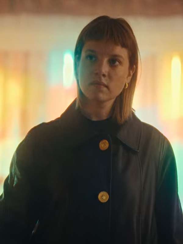 Jella Haase Kleo S02 Black Leather Trench Coat