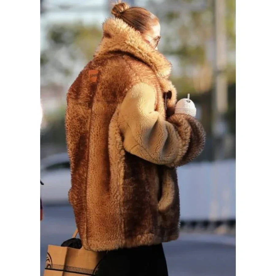 Jennifer Lopez Brown Fur Jacket