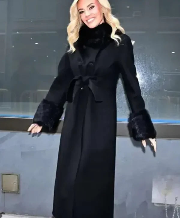 Shop Jenny McCarthy 2026 Black Wool Fabric Coat For Womens