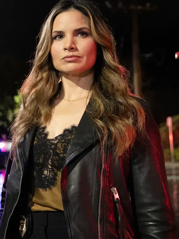 Jessica Knight NCIS S22 Black Biker Jacket