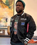 Kevin Hart Philadelphia Eagles Black Satin Bomber Jacket
