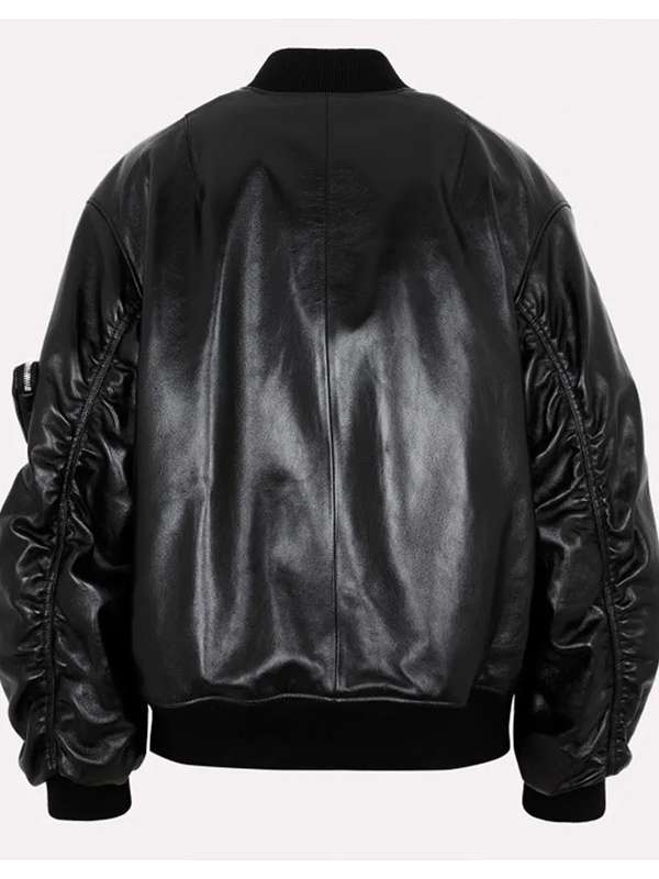 Kim Kardashian Oversized Black Bomber Jacket