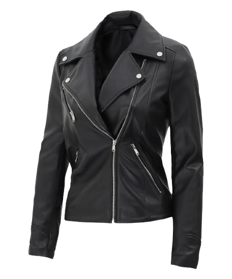 Kinzie Stylish Leather Biker Jacket Women, Black