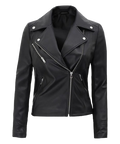 Kinzie Stylish Leather Biker Jacket Women, Black