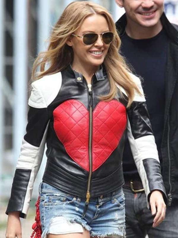 Kylie Minogue Red Heart Leather Jacket