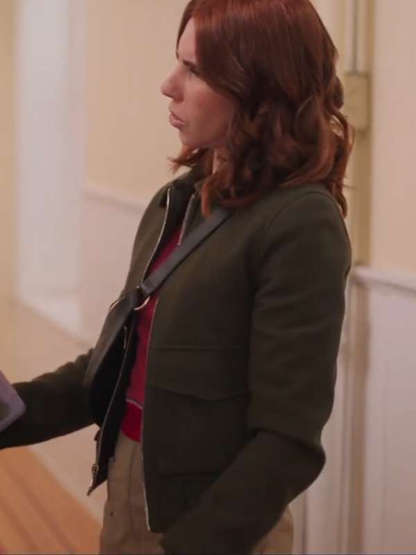 Zosia Mamet Laid Green Bomber Jacket
