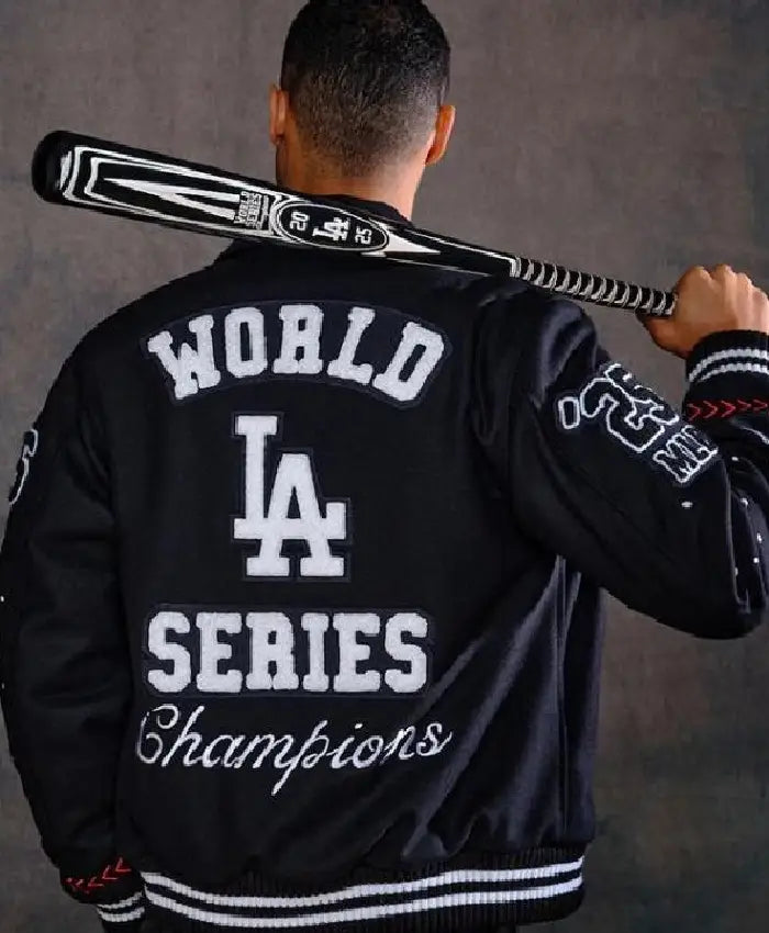 Los Angeles Dodgers Joshua World Series Champions Black Wool Varsity Jacket