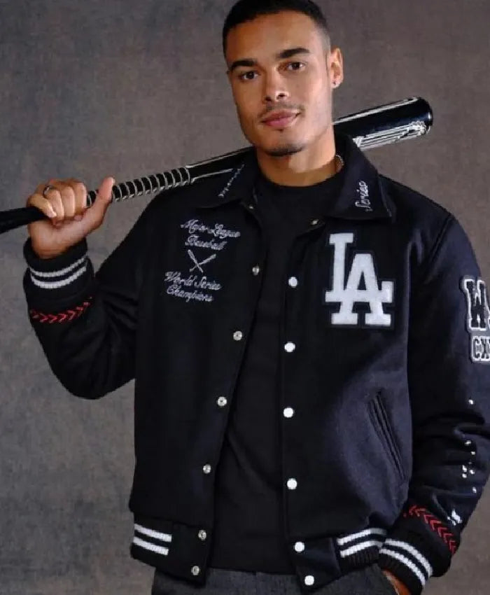 Buy Los Angeles Dodgers Joshua World Series Champions Black Wool Varsity Jacket