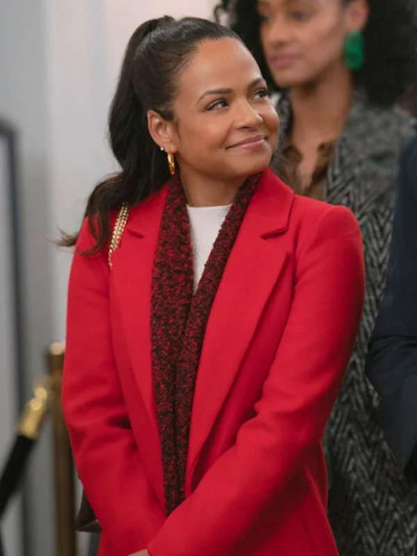 Christina Milian Meet Me Next Christmas 2024 Red Coat