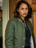Monica Raymund Hightown Green Quilted Bomber Jacket