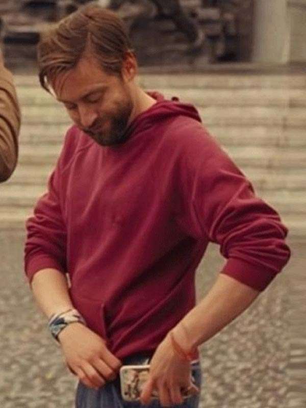 Kieran Culkin A Real Pain Maroon Hoodie