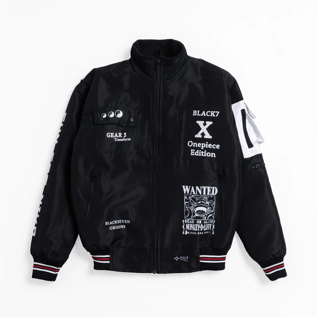One Piece Gear 5 Cyberpunk Black White Bomber Jacket