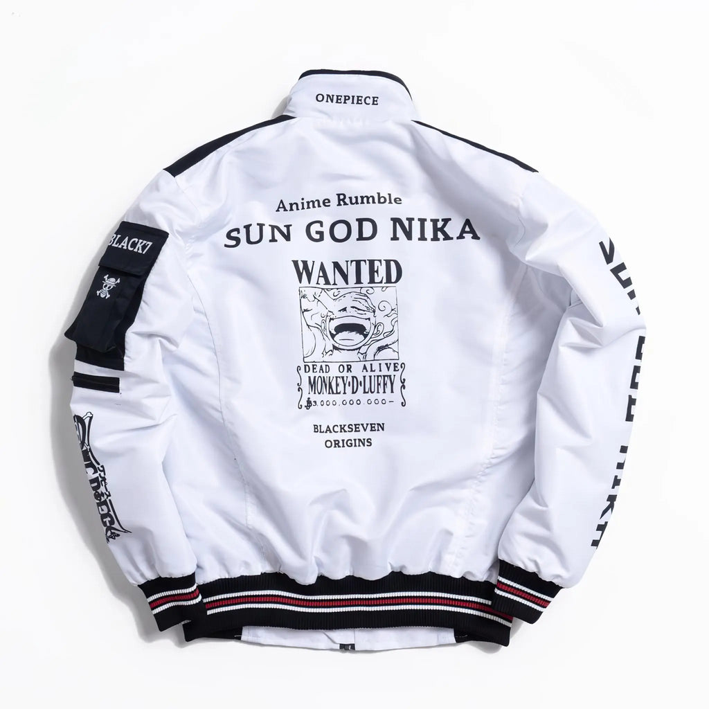 One Piece Gear 5 Cyberpunk Black White Bomber Jacket