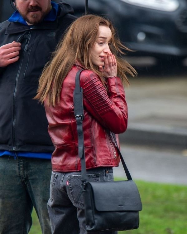 Buy Phoebe Dynevor Bank of Dave Leather Jacket