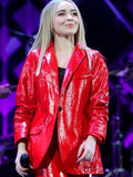 Sabrina Carpenter Red Leather Blazer