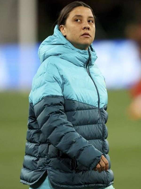 Sam Kerr Matildas 2023 Football Team Blue Puffer Jacket