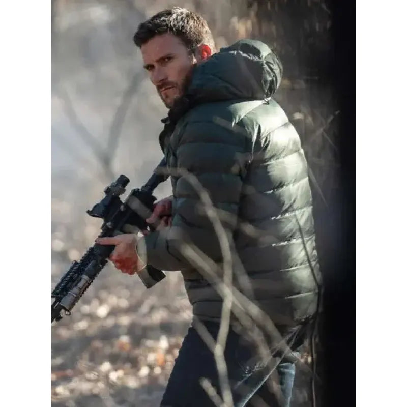 Scott Eastwood Alarum 2025 Green Puffer Jacket