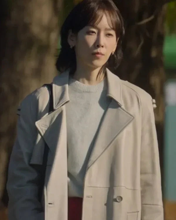 No In-ji The Trunk White Leather Trench Coat