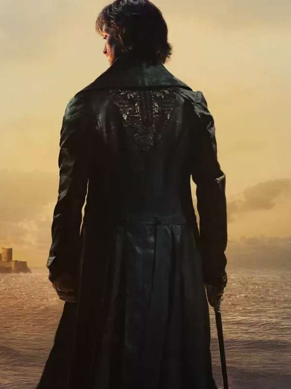 Pierre Niney The Count of Monte-Cristo 2024 Black Leather Coat